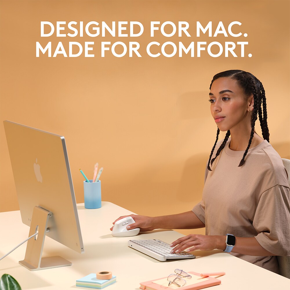 Mouse Bluetooth pentru Mac LOGITECH Lift Vertical , 4000 dpi, alb
