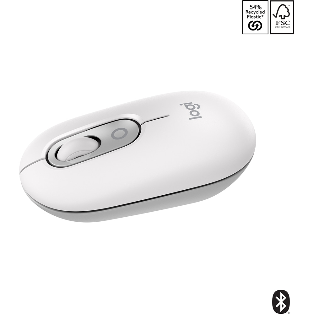 Mouse Wireless LOGITECH Pop Emoji, Dual Mode, Bluetooth, alb