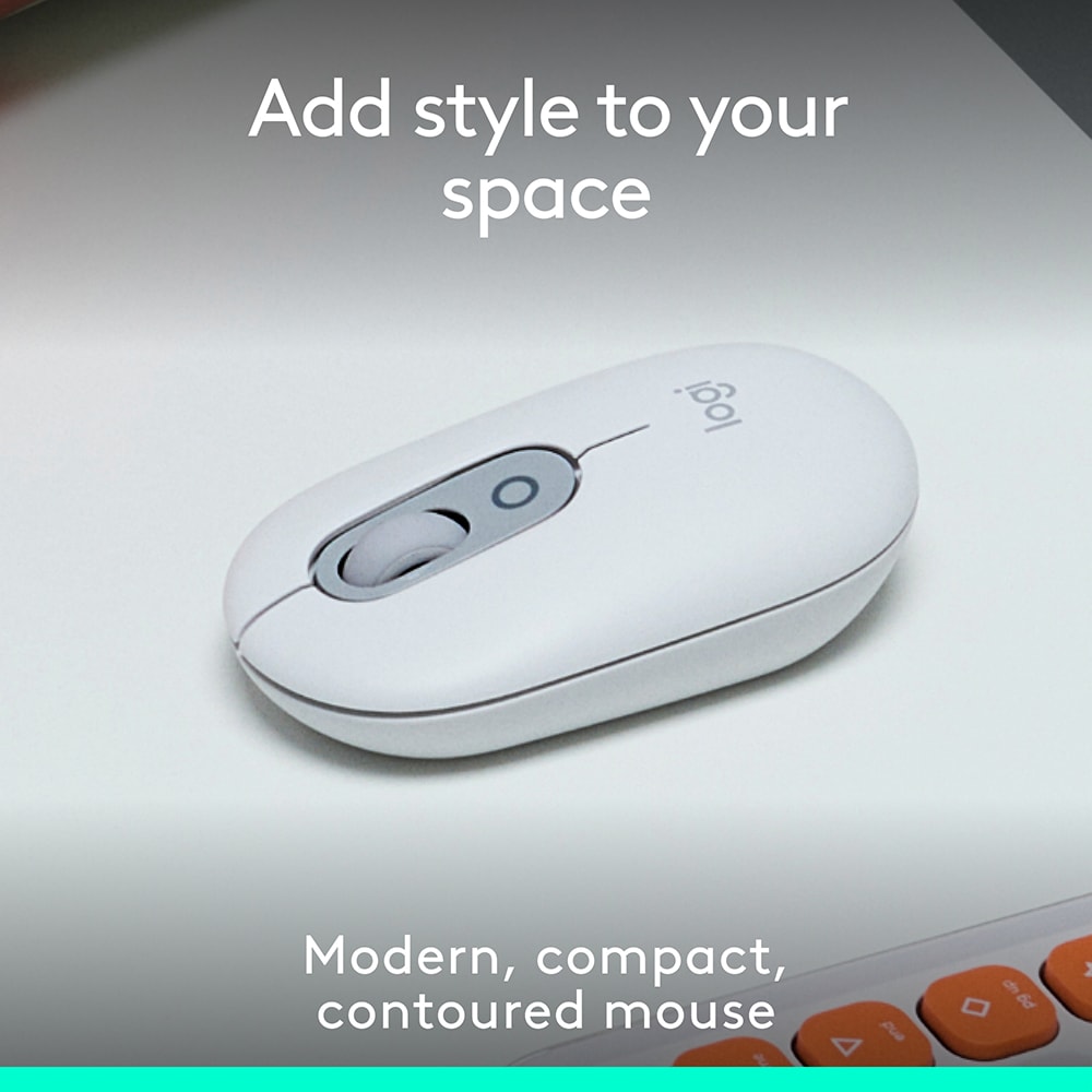 Mouse Wireless LOGITECH Pop Emoji, Dual Mode, Bluetooth, alb