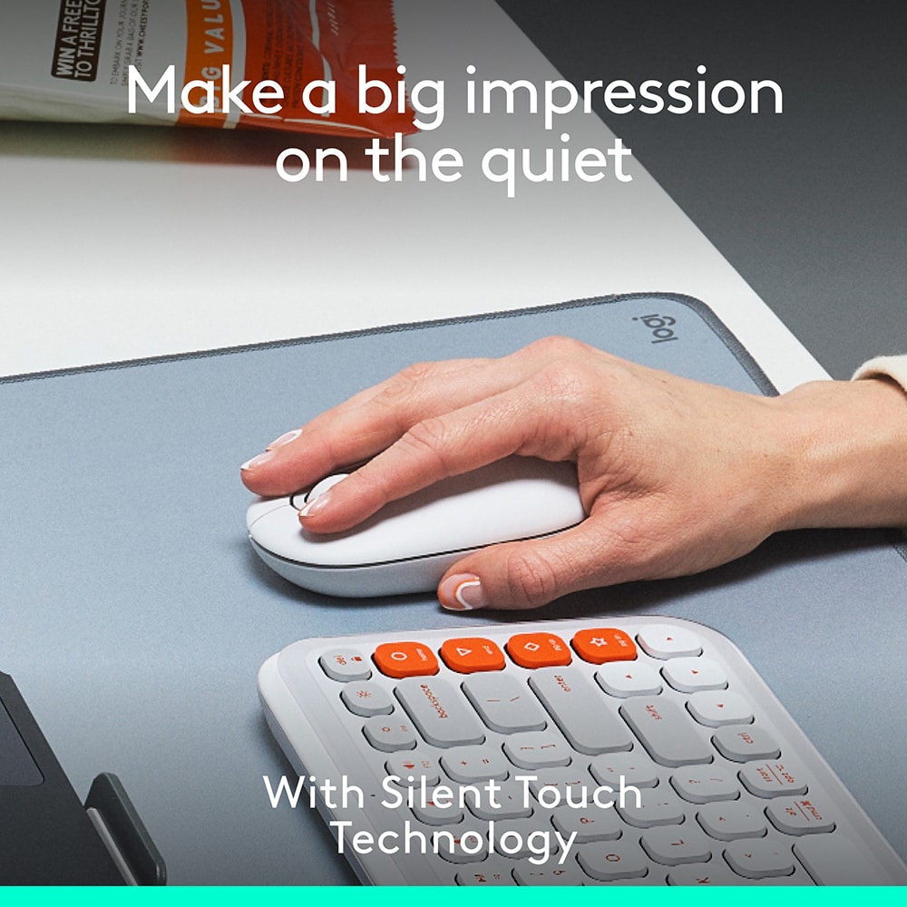 Mouse Wireless LOGITECH Pop Emoji, Dual Mode, Bluetooth, alb