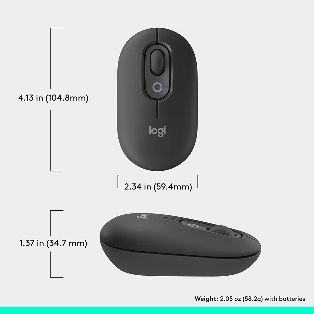 Mouse Wireless LOGITECH Pop Emoji, Dual Mode, Bluetooth, graphite