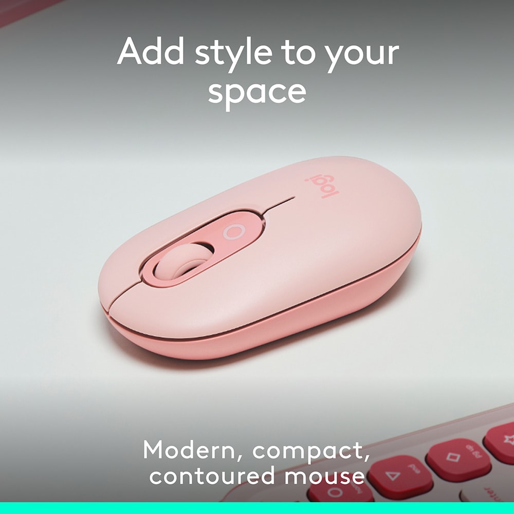 Mouse Wireless LOGITECH Pop Emoji, Dual Mode, Bluetooth, roz