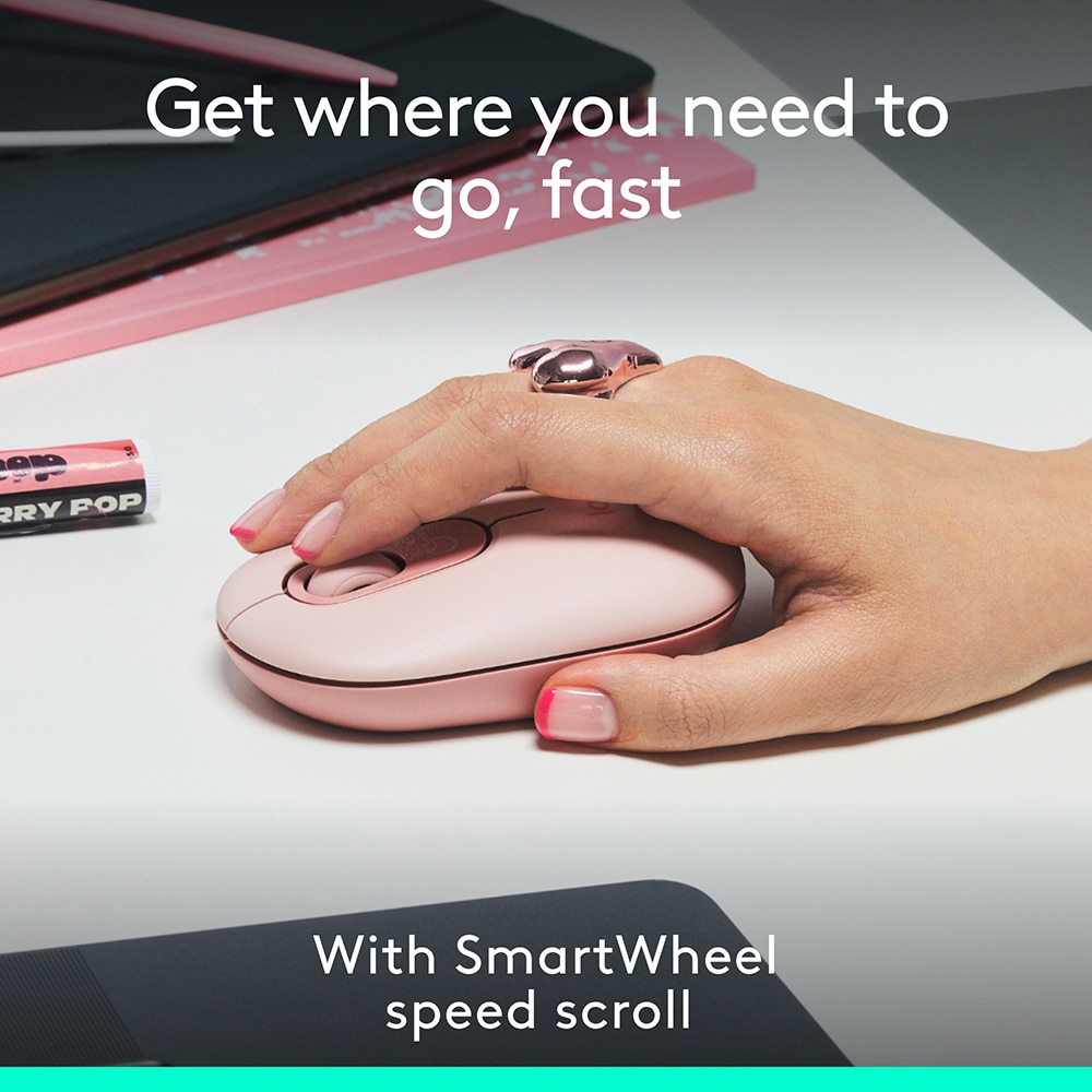Mouse Wireless LOGITECH Pop Emoji, Dual Mode, Bluetooth, roz