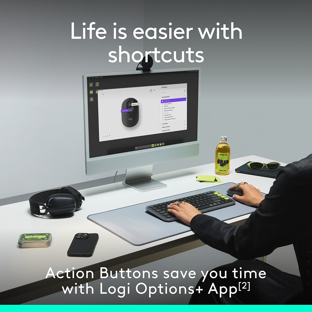 Mouse Wireless LOGITECH Pop Emoji, Dual Mode, Bluetooth, roz