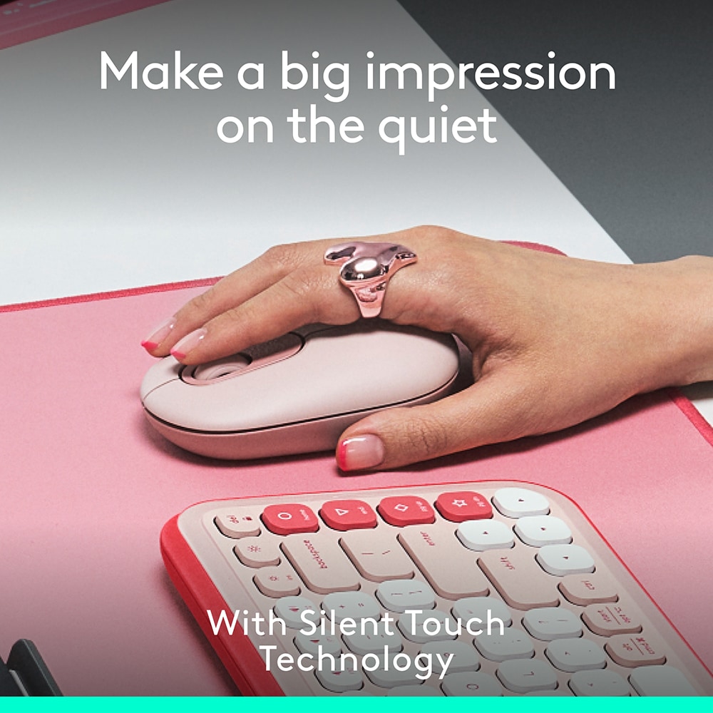 Mouse Wireless LOGITECH Pop Emoji, Dual Mode, Bluetooth, roz