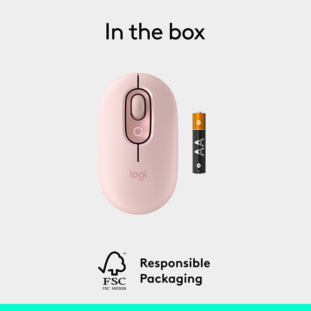 Mouse Wireless LOGITECH Pop Emoji, Dual Mode, Bluetooth, roz