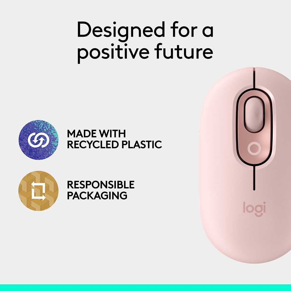 Mouse Wireless LOGITECH Pop Emoji, Dual Mode, Bluetooth, roz