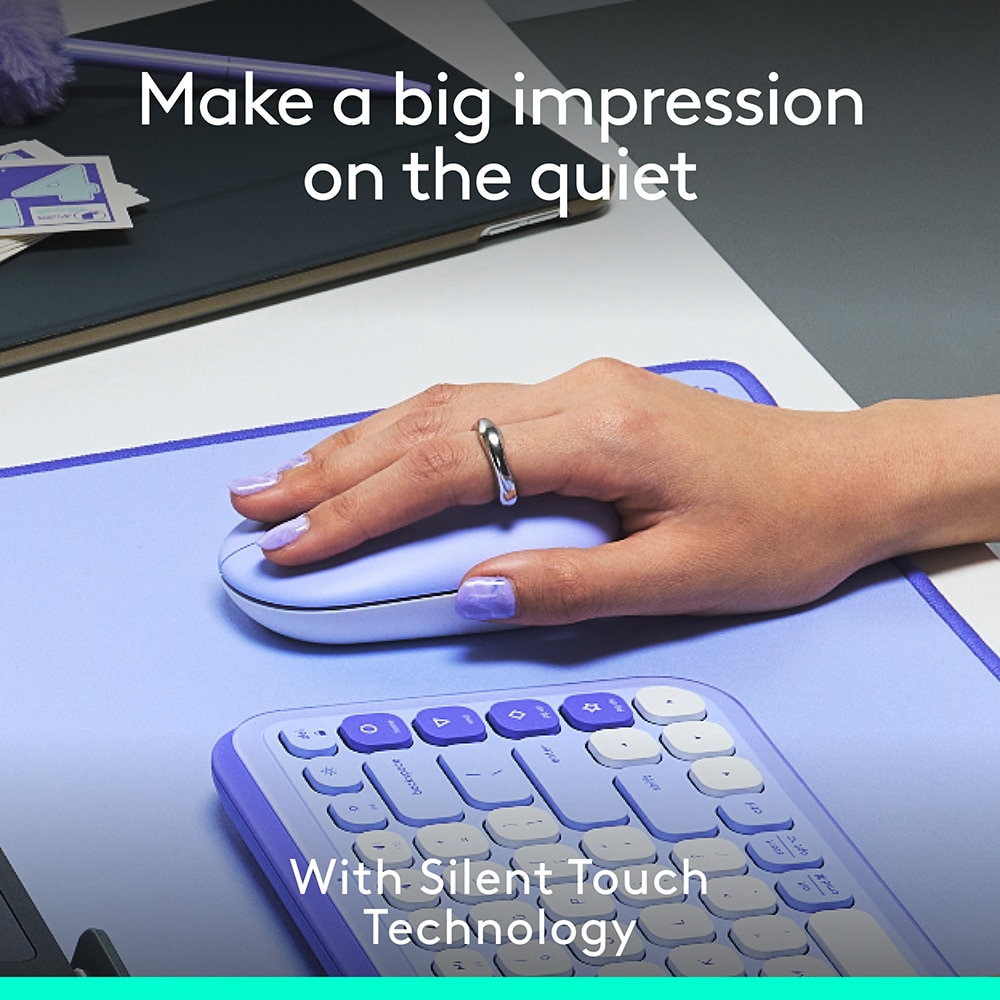 Mouse Wireless LOGITECH Pop Emoji, Dual Mode, Bluetooth, lila