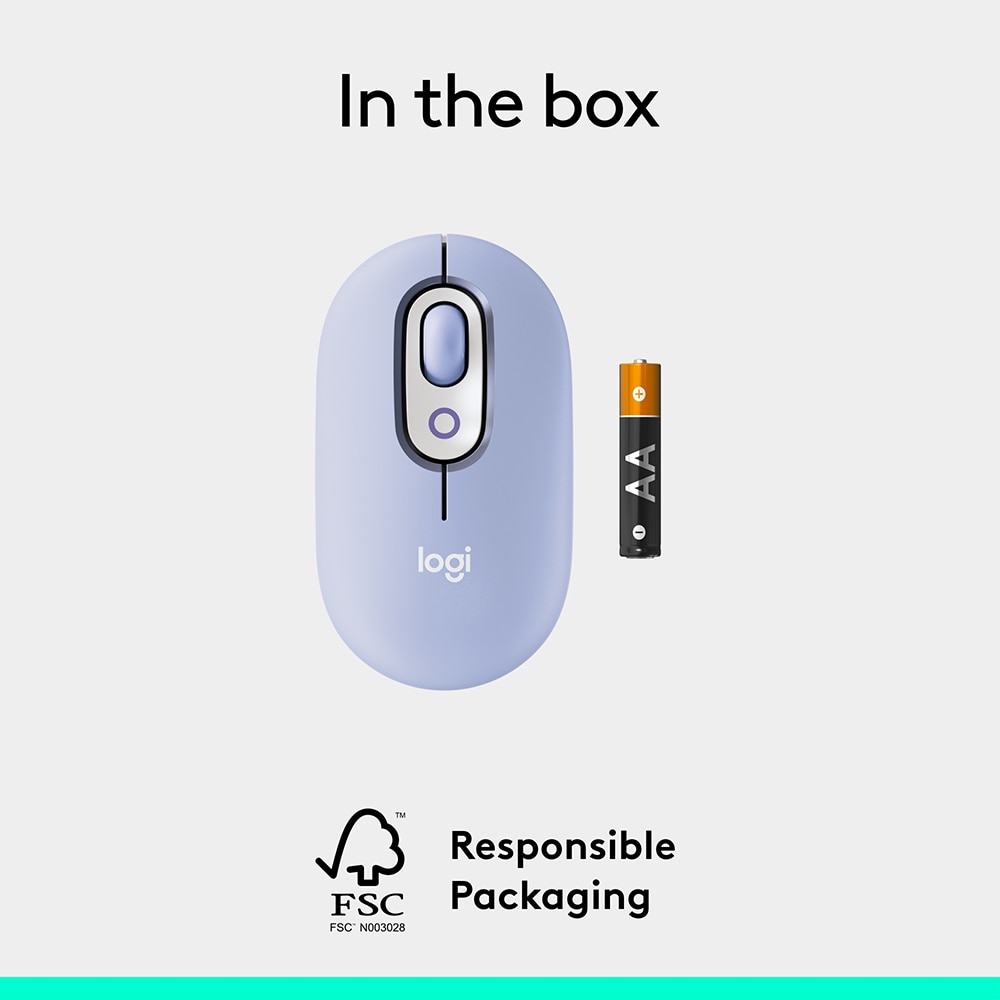 Mouse Wireless LOGITECH Pop Emoji, Dual Mode, Bluetooth, lila