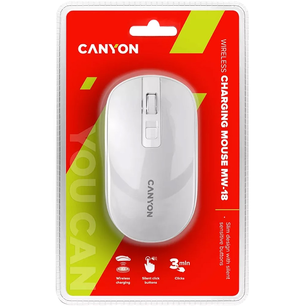 Mouse Wireless CANYON MW-18, 1600 dpi, alb
