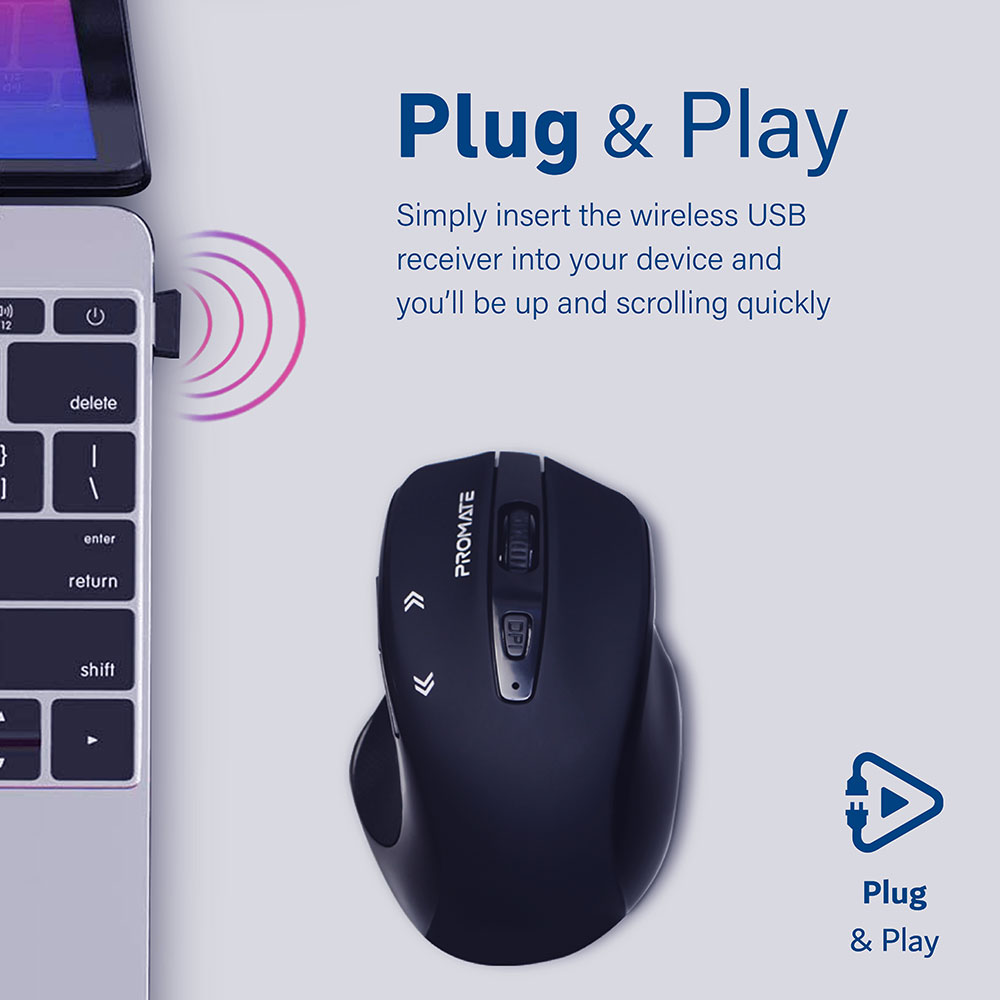 Mouse Wireless PROMATE Cursor, 1600 dpi, negru