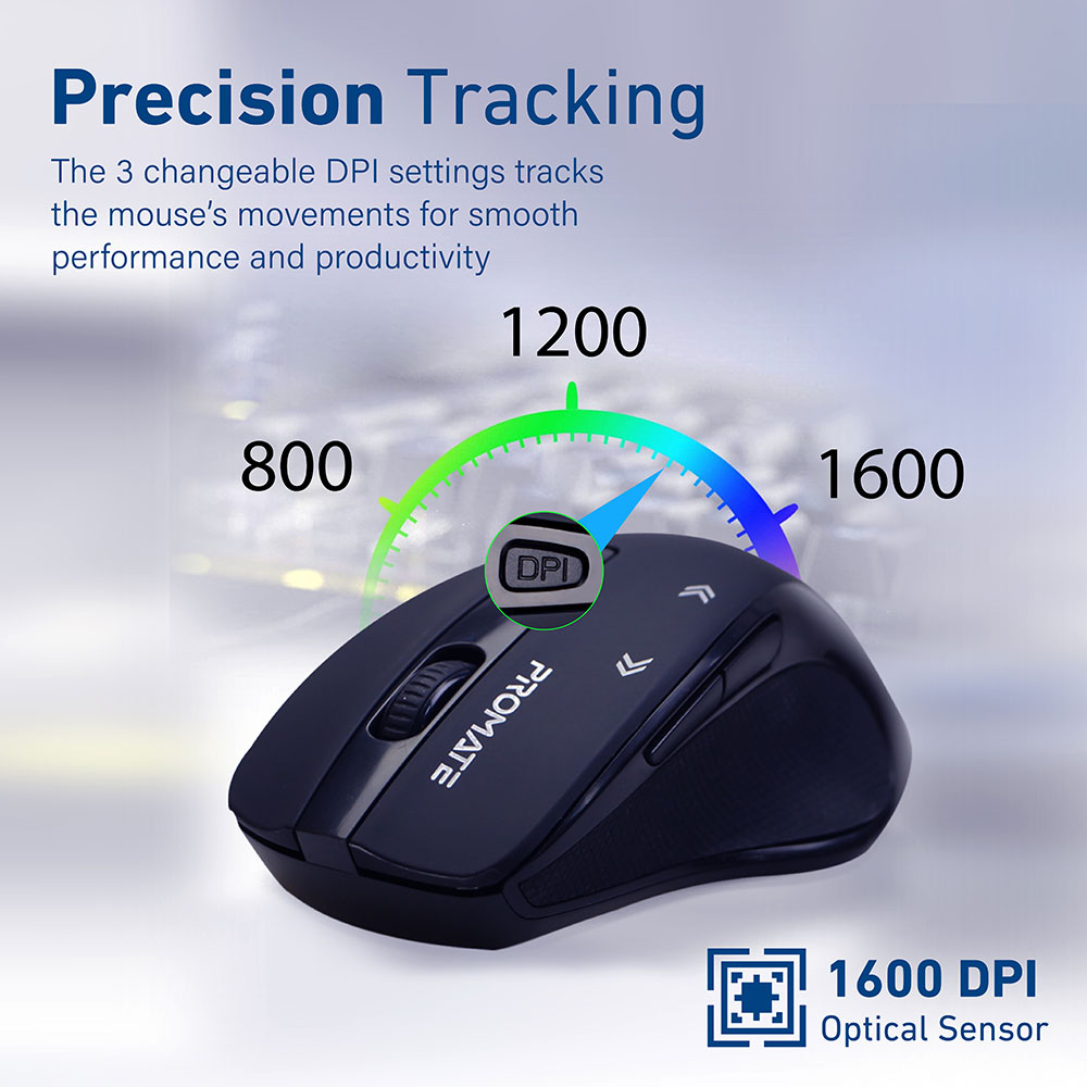 Mouse Wireless PROMATE Cursor, 1600 dpi, negru