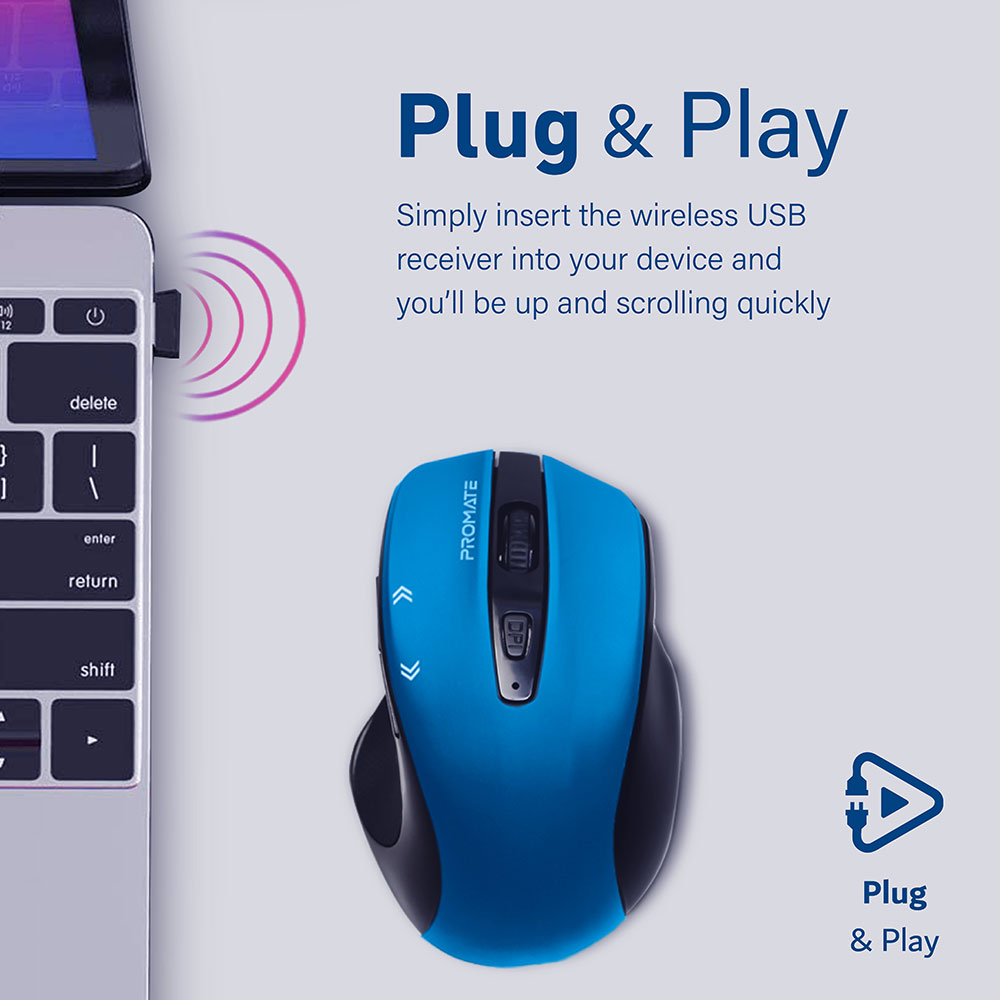 Mouse Wireless PROMATE Cursor, 1600 dpi, albastru