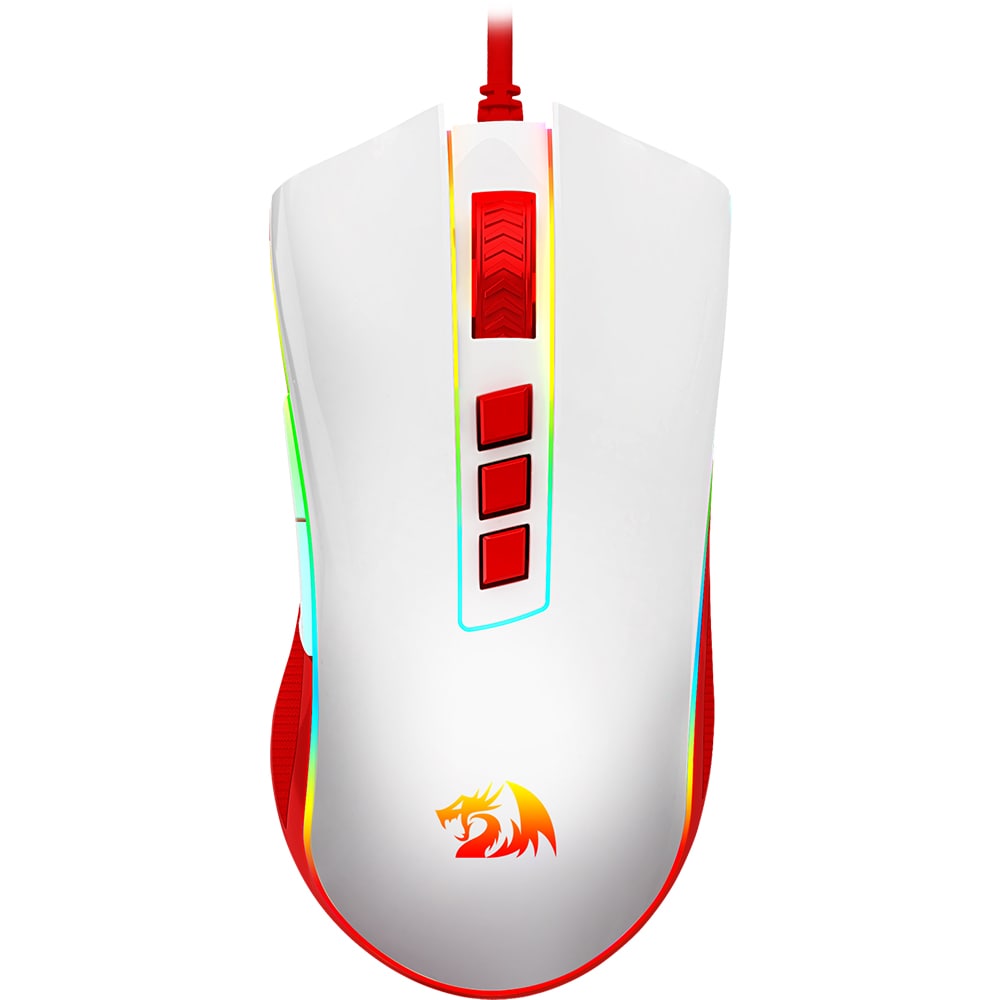 Mouse Gaming REDRAGON Cobra M711C, USB, 12400 dpi, alb-rosu