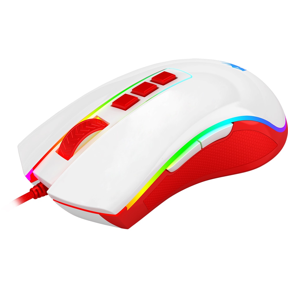 Mouse Gaming REDRAGON Cobra M711C, USB, 12400 dpi, alb-rosu