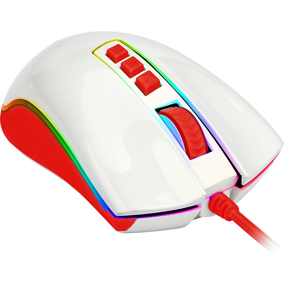 Mouse Gaming REDRAGON Cobra M711C, USB, 12400 dpi, alb-rosu