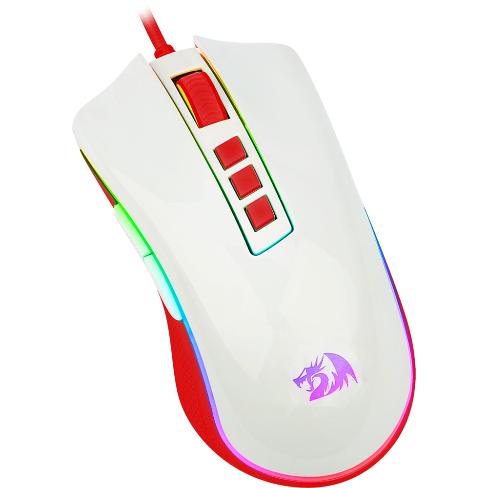 Mouse Gaming REDRAGON Cobra M711C, USB, 12400 dpi, alb-rosu