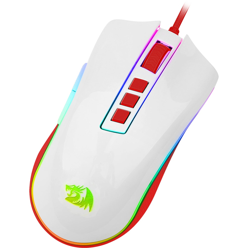 Mouse Gaming REDRAGON Cobra M711C, USB, 12400 dpi, alb-rosu