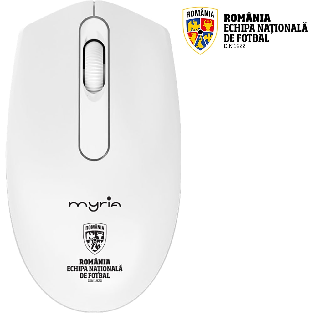 Mouse Wireless MYRIA Echipa Nationala de Fotbal MY8541WHFRF, 1200 dpi, alb