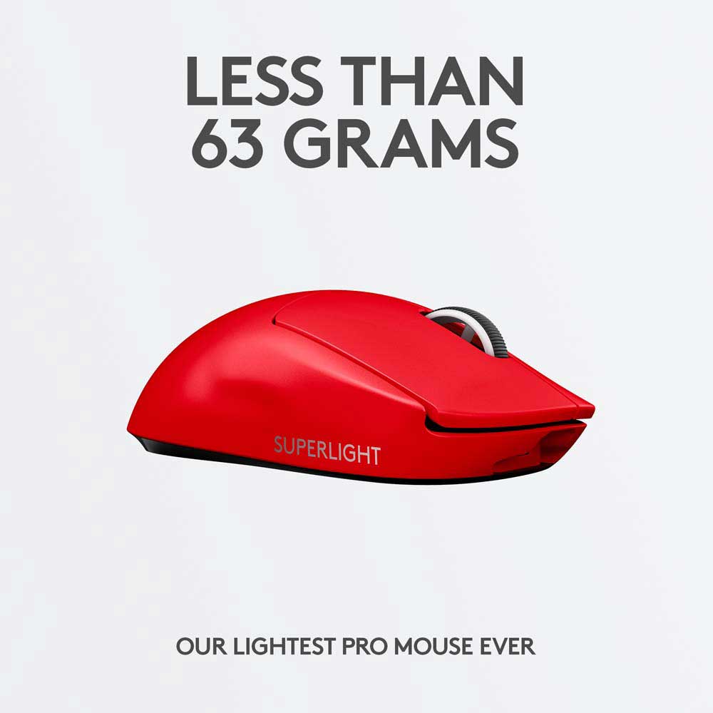 Mouse Gaming Wireless LOGITECH G Pro X Superlight, 25400 dpi, rosu