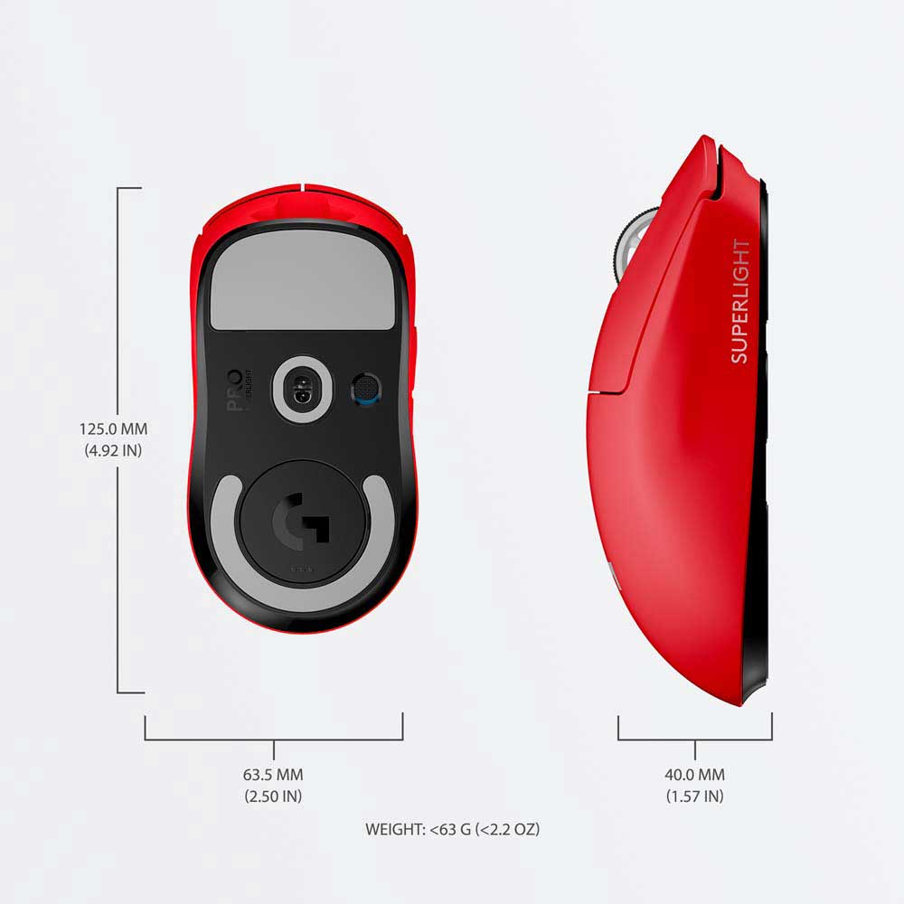 Mouse Gaming Wireless LOGITECH G Pro X Superlight, 25400 dpi, rosu