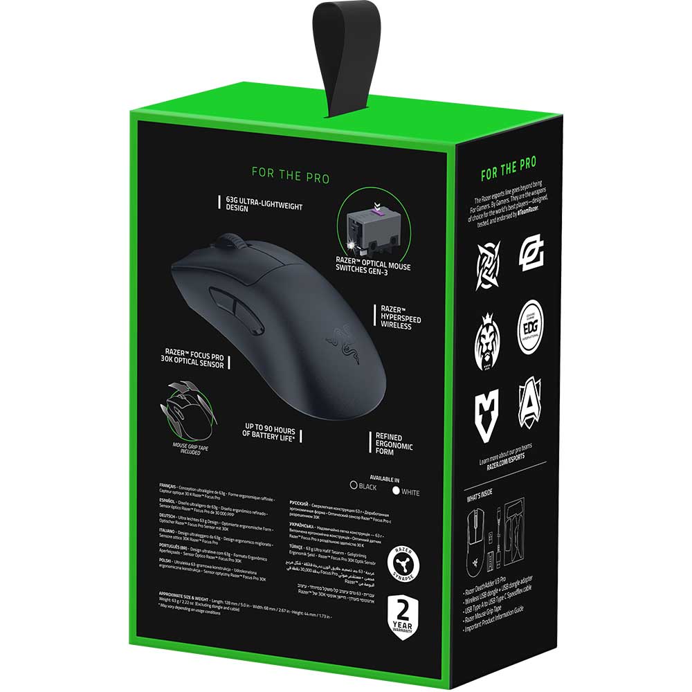 Mouse Gaming Wireless RAZER DeathAdder V3 Pro, Dual-Mode, 30000 dpi, negru