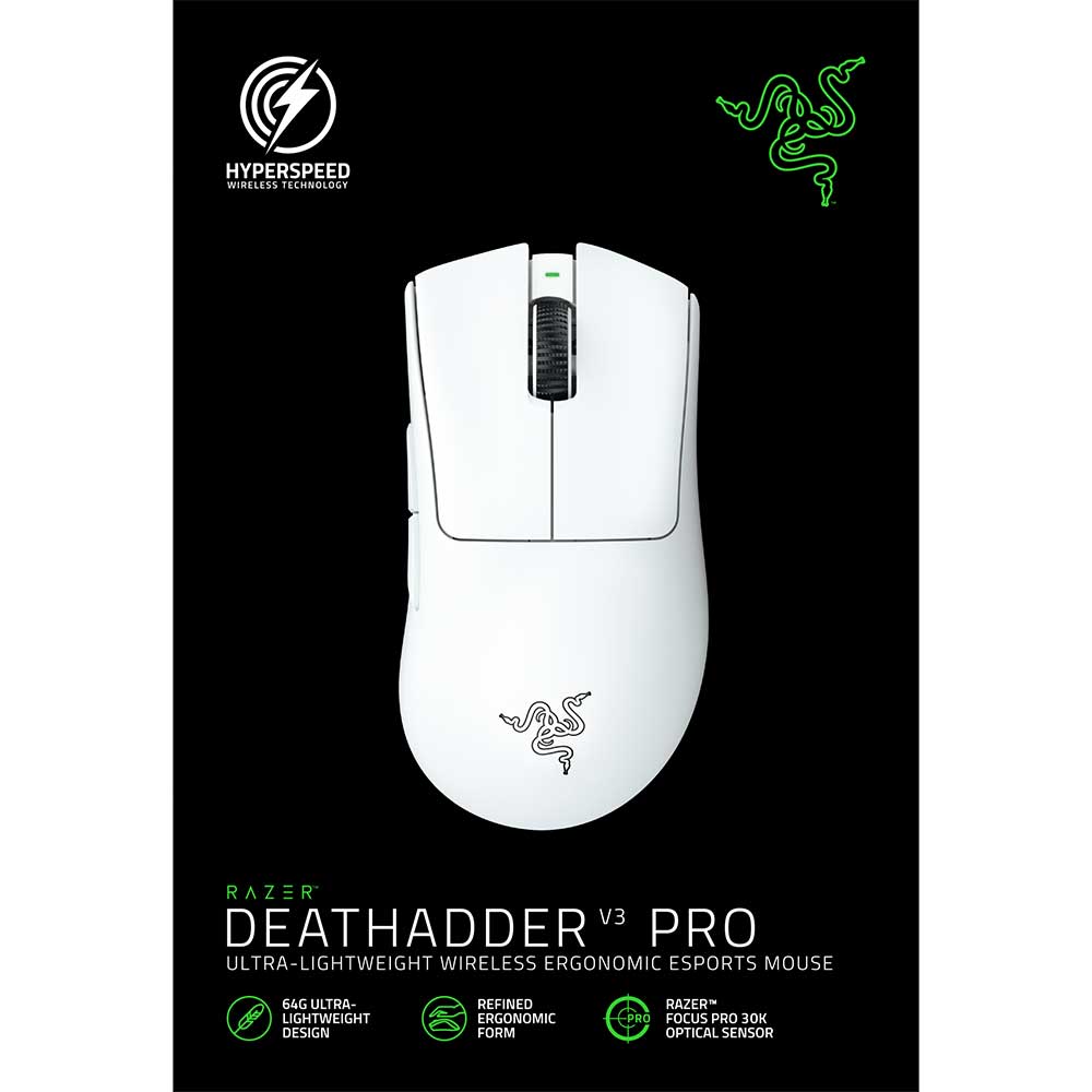 Mouse Gaming Wireless RAZER DeathAdder V3 Pro, Dual-Mode, 30000 dpi, alb