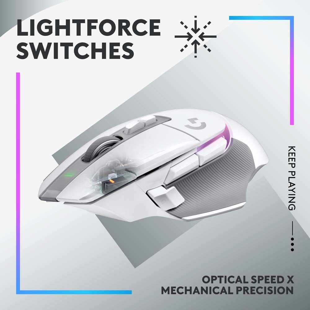 Mouse Gaming Wireless LOGITECH G502 X PLUS, Dual-Mode, 25600 dpi, White Premium