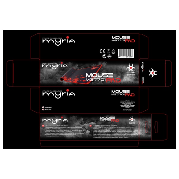 Mouse Pad MYRIA MG7701, negru-rosu