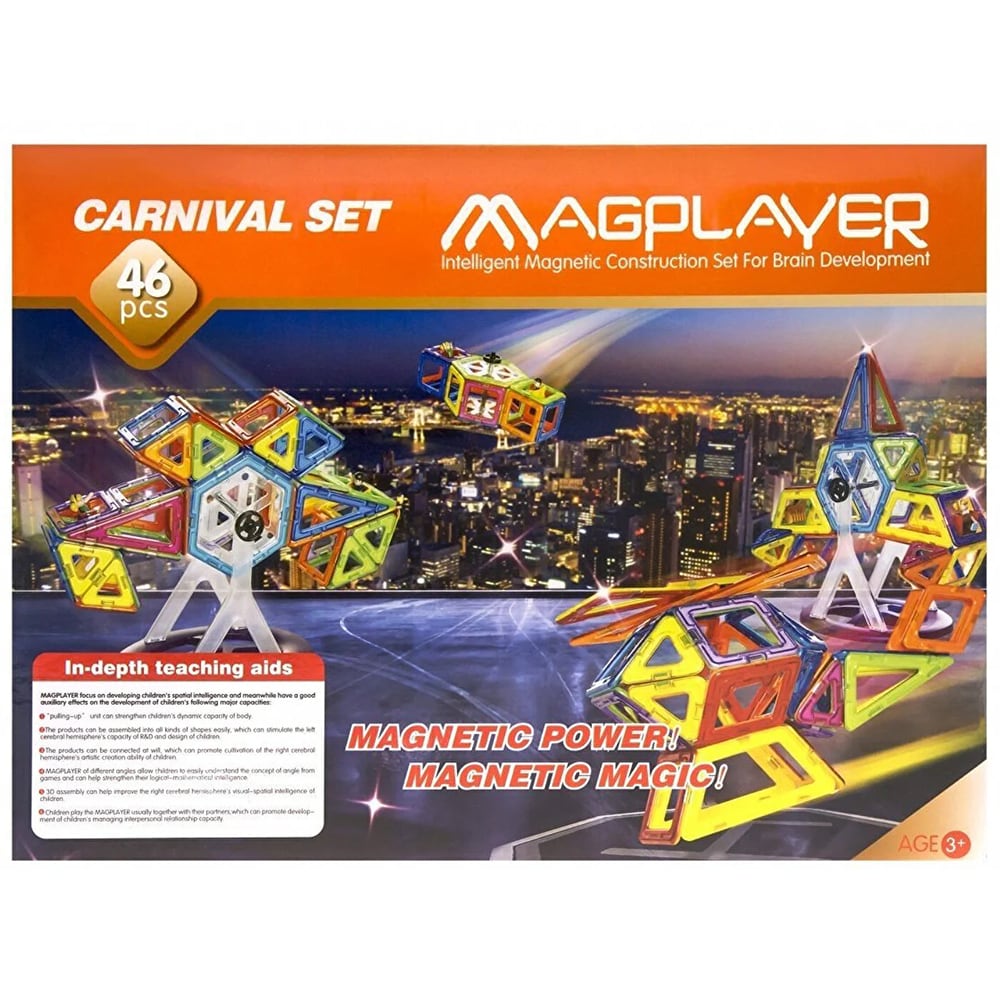 Joc constructie magnetic MAGPLAYER MPB-46, 3 ani+, 46 piese