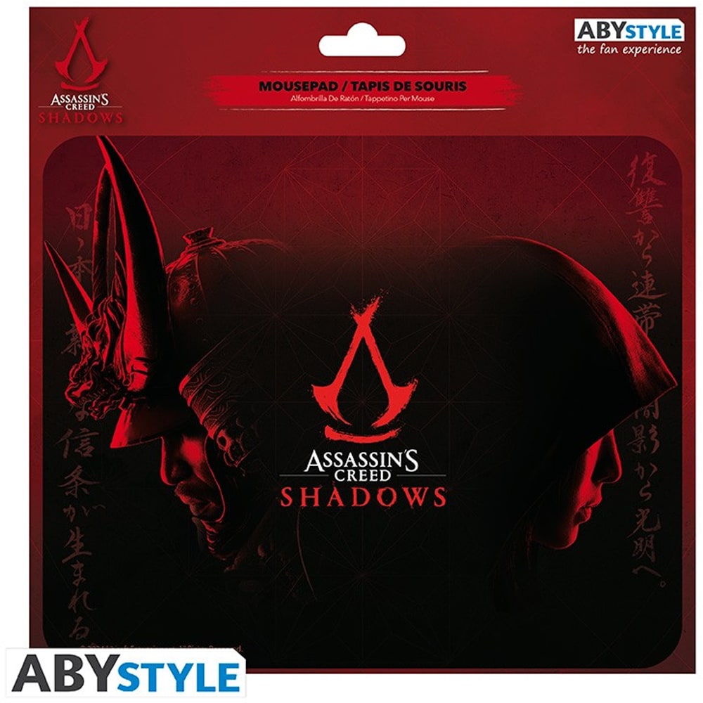 Mouse Pad Gaming ABYSSE CORP Assassin's Creed Shadows Yasuke & Naoe, rosu