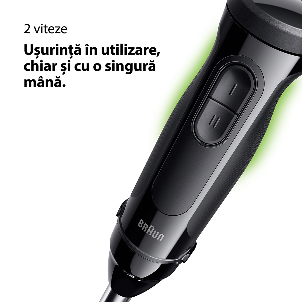 Mixer vertical BRAUN MQ30201M, 0.6l, 900W, 2 trepte viteza, negru