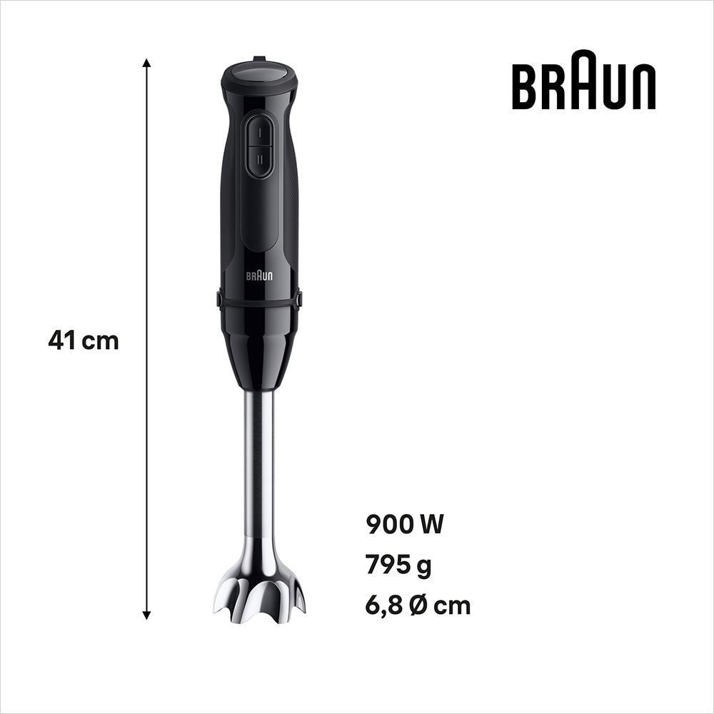 Mixer vertical BRAUN MQ30201M, 0.6l, 900W, 2 trepte viteza, negru