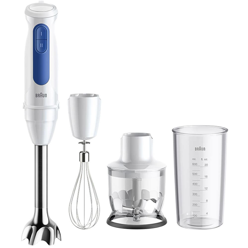 Mixer vertical BRAUN MQ30202M, 0.6l, 900W, 2 trepte viteza, alb-albastru