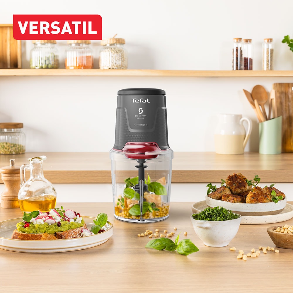 Tocator TEFAL Easy Press MQ740HF0, 0.5l, 600W, viteza variabila, gri-rosu