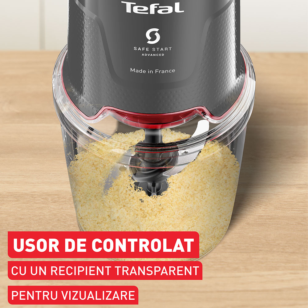 Tocator TEFAL Easy Press MQ740HF0, 0.5l, 600W, viteza variabila, gri-rosu