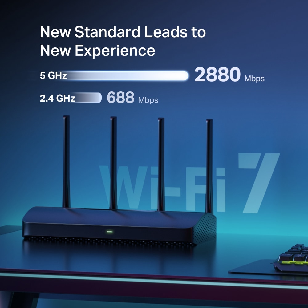 Router Wireless Gigabit MERCUSYS MR27BE BE3600, WI-Fi 7, Dual Band 688 + 2880 Mbps, negru