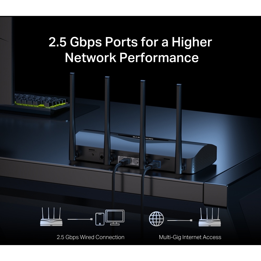 Router Wireless Gigabit MERCUSYS MR27BE BE3600, WI-Fi 7, Dual Band 688 + 2880 Mbps, negru