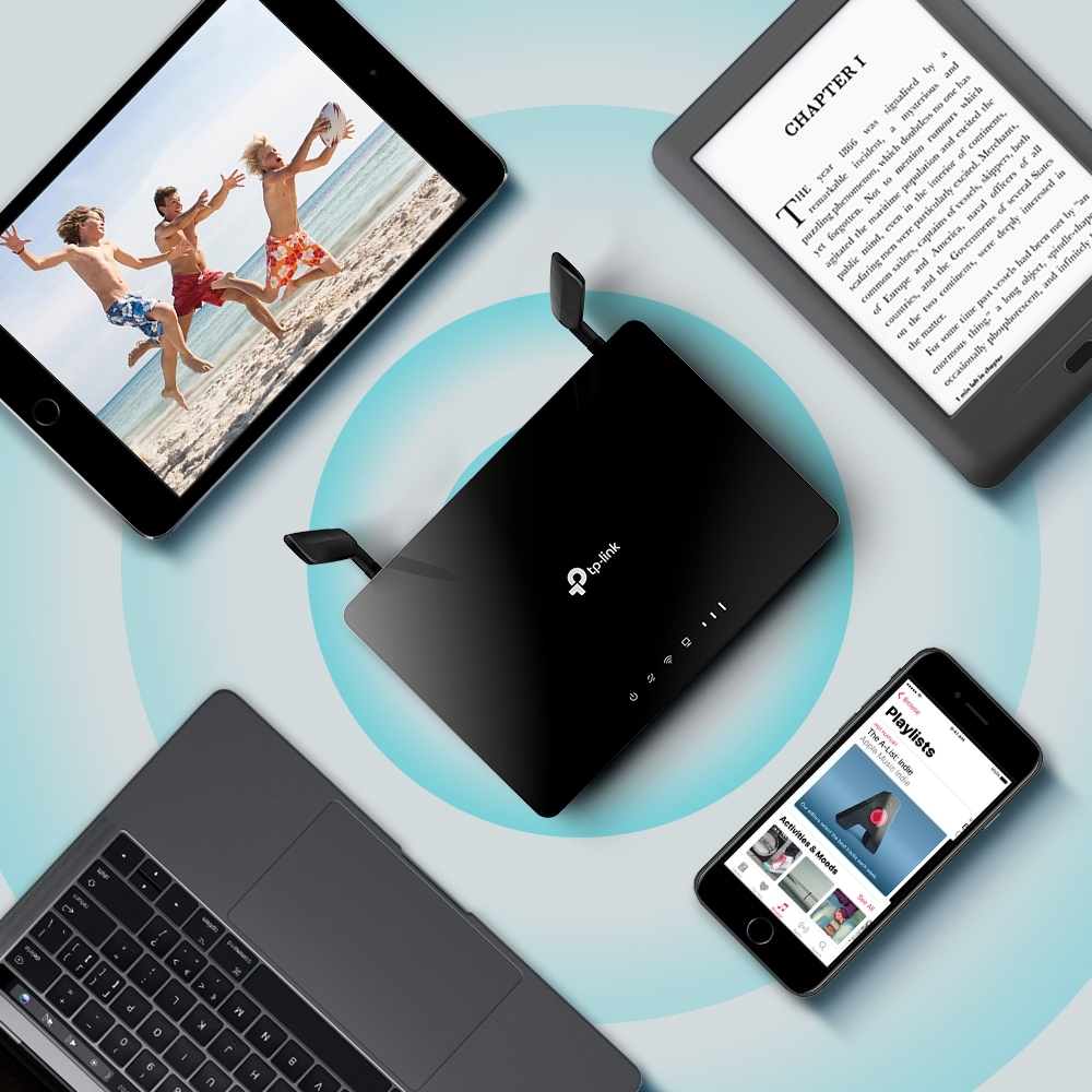 Router Wireless TP-LINK MR402 AC1200, Wi-Fi 5, Dual-Band 300 + 867 Mbps, 4G LTE Nano SIM, negru