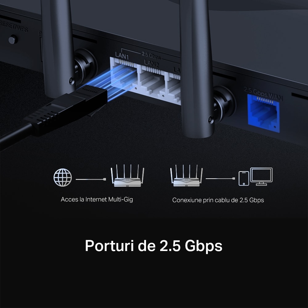 Router Wireless Gigabit MERCUSYS MR47BE BE9300, WI-Fi 7, Tri Band 574 + 2880 + 5760 Mbps, negru
