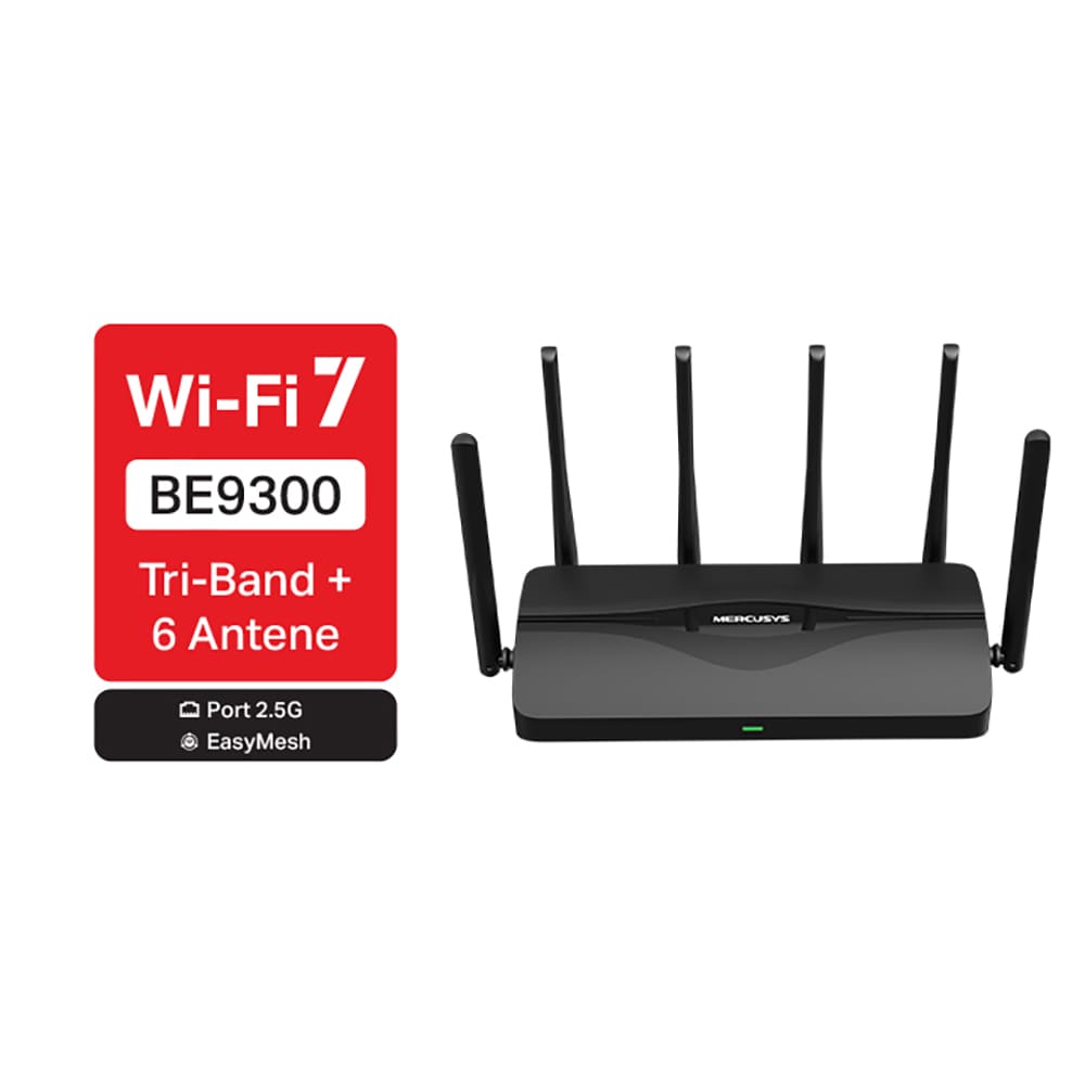 Router Wireless Gigabit MERCUSYS MR47BE BE9300, WI-Fi 7, Tri Band 574 + 2880 + 5760 Mbps, negru