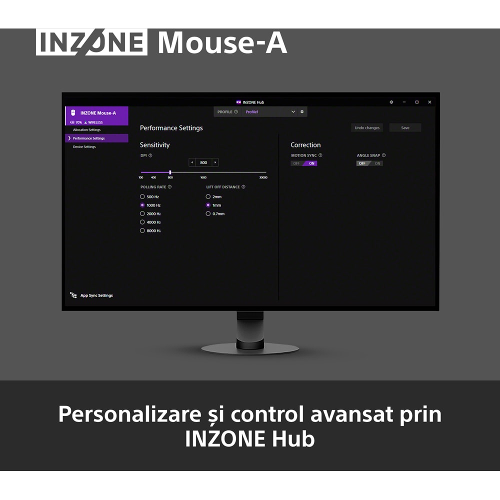 Mouse Gaming Wireless SONY INZONE A, 30000 dpi, negru