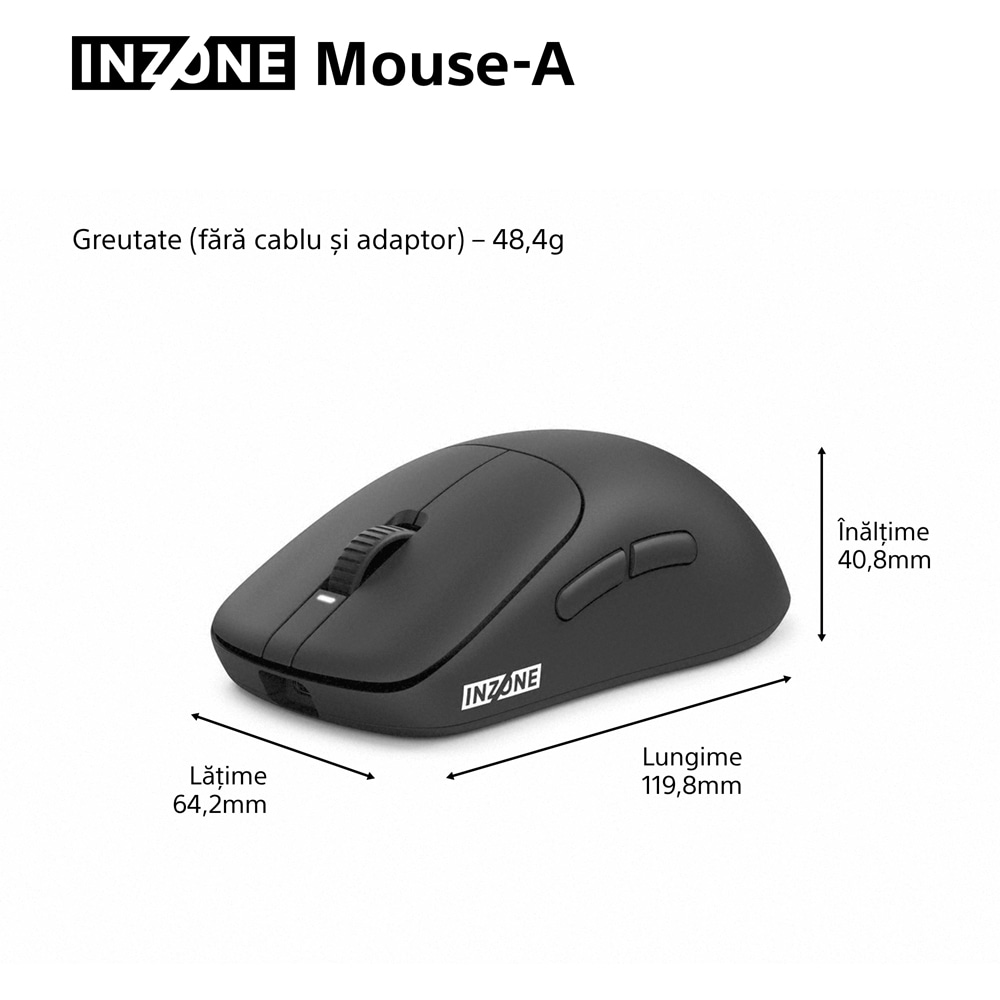 Mouse Gaming Wireless SONY INZONE A, 30000 dpi, negru