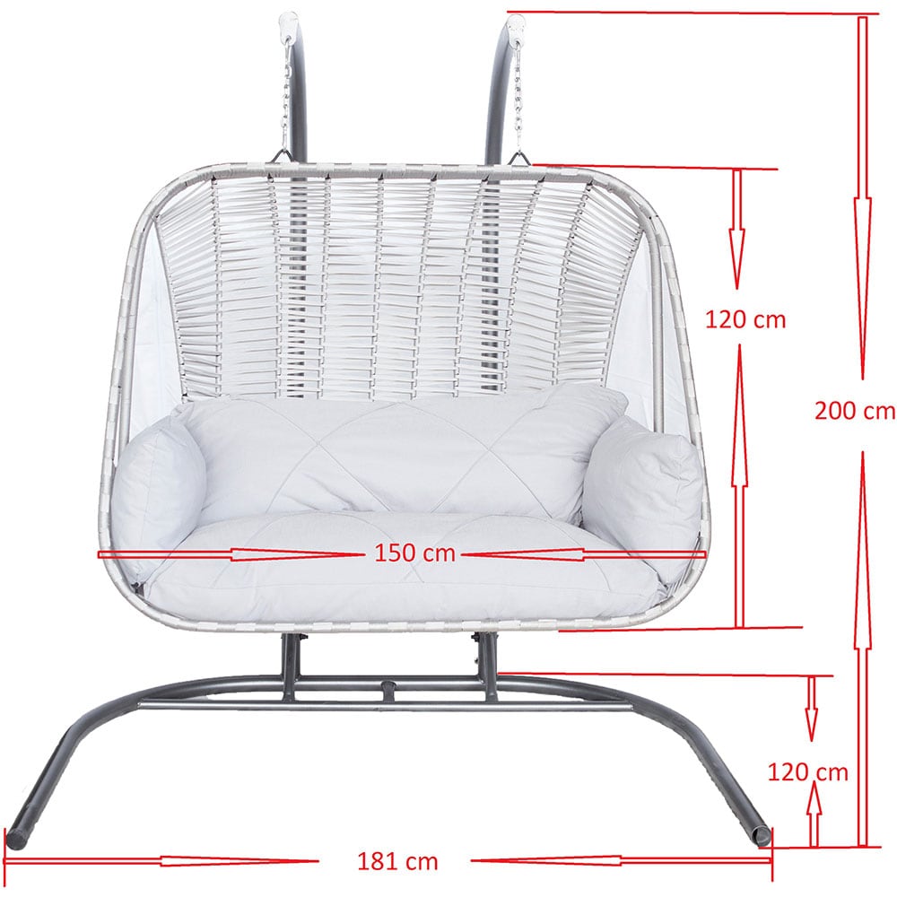 Leagan gradina OUTDOOR, 120 x 181 x 200 cm, gri deschis