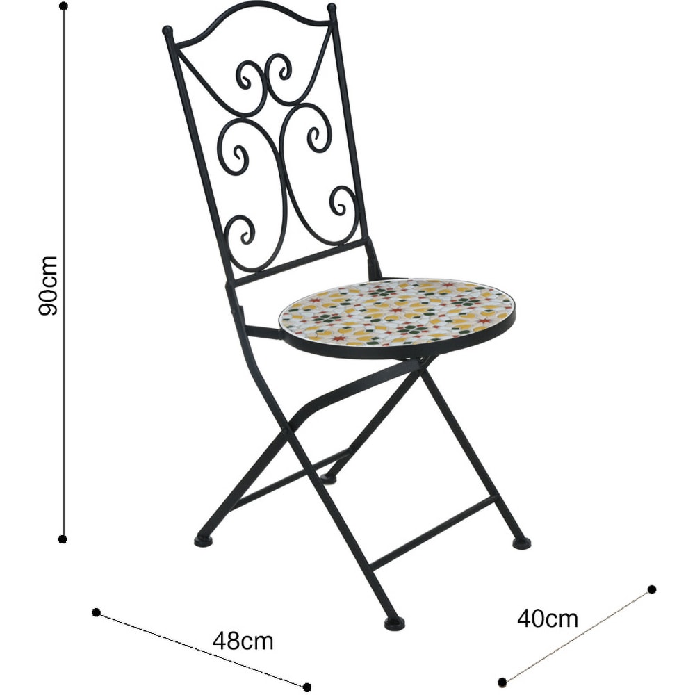 Scaun terasa AMBIANCE Bistro Mosaic Retro, metal, 38 x 38 x 90 cm, multicolor