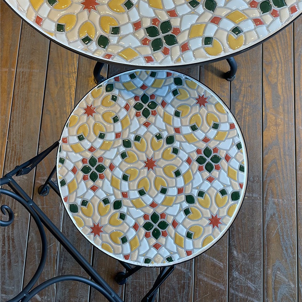 Scaun terasa AMBIANCE Bistro Mosaic Retro, metal, 38 x 38 x 90 cm, multicolor
