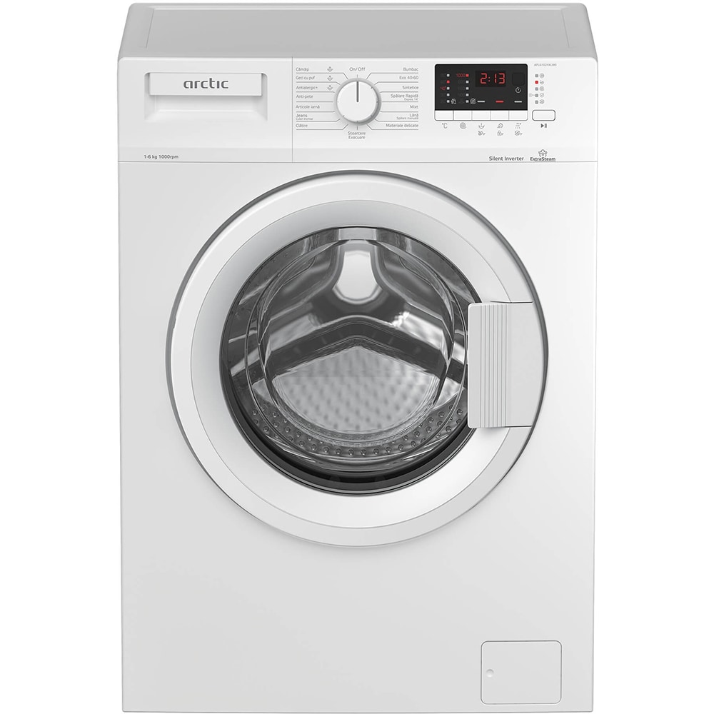 Masina de spalat rufe frontala slim ARCTIC APL61024XLW0, Extra Steam, 6 kg, 1000rpm, Clasa D, alb