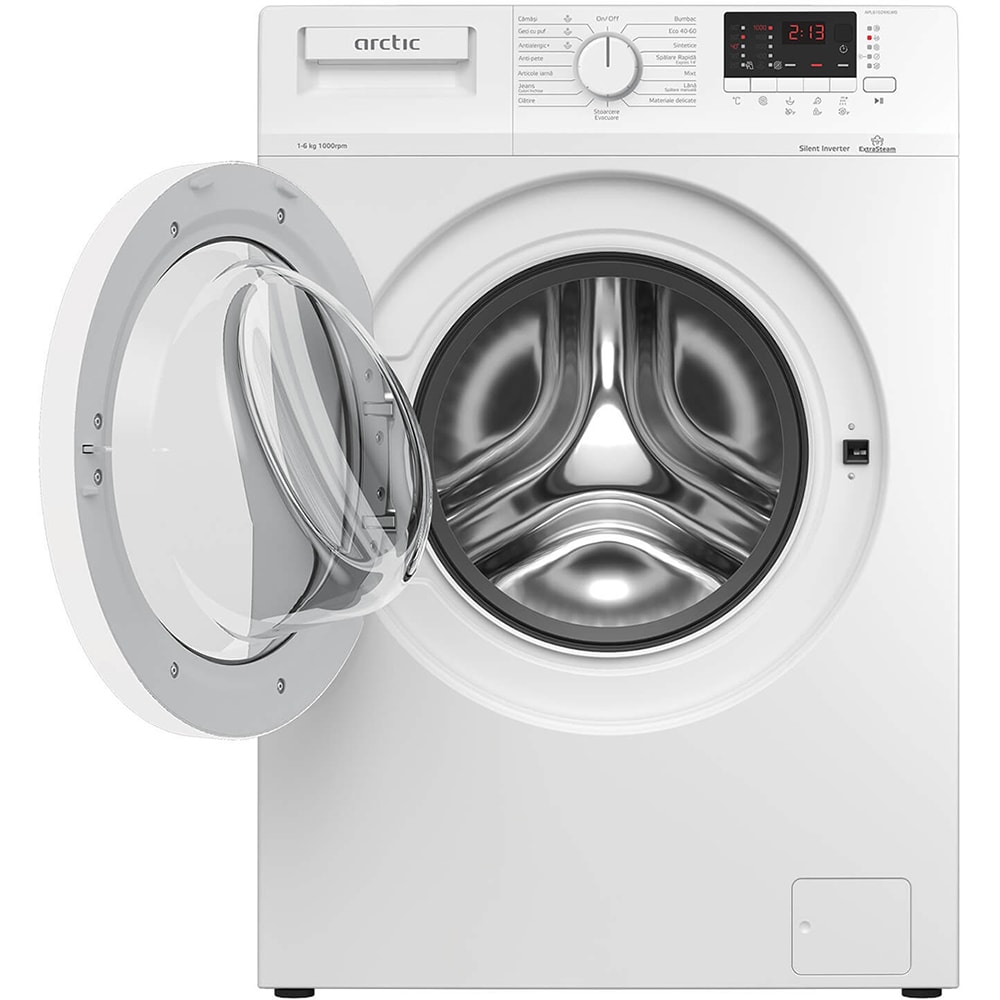 Masina de spalat rufe frontala slim ARCTIC APL61024XLW0, Extra Steam, 6 kg, 1000rpm, Clasa D, alb
