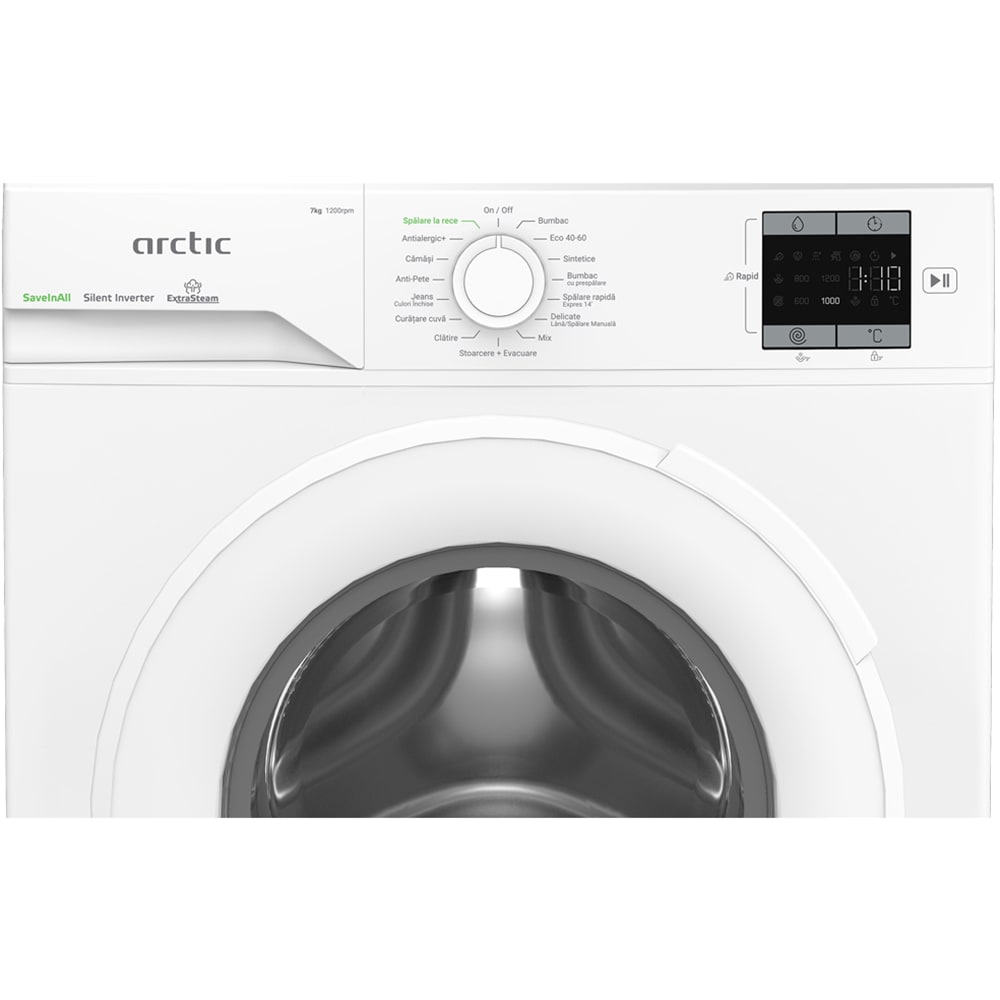 Masina de spalat rufe frontala ARCTIC APLM1WFSU17210W, Extra Steam, 7 kg, 1200rpm, Clasa A, alb