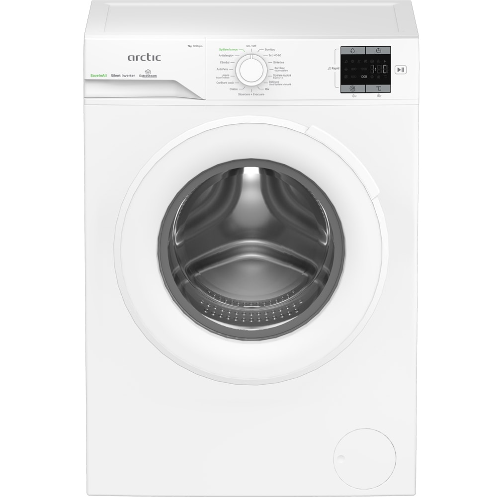 Masina de spalat rufe frontala ARCTIC APLM1WFSU17210W, Extra Steam, 7 kg, 1200rpm, Clasa A, alb